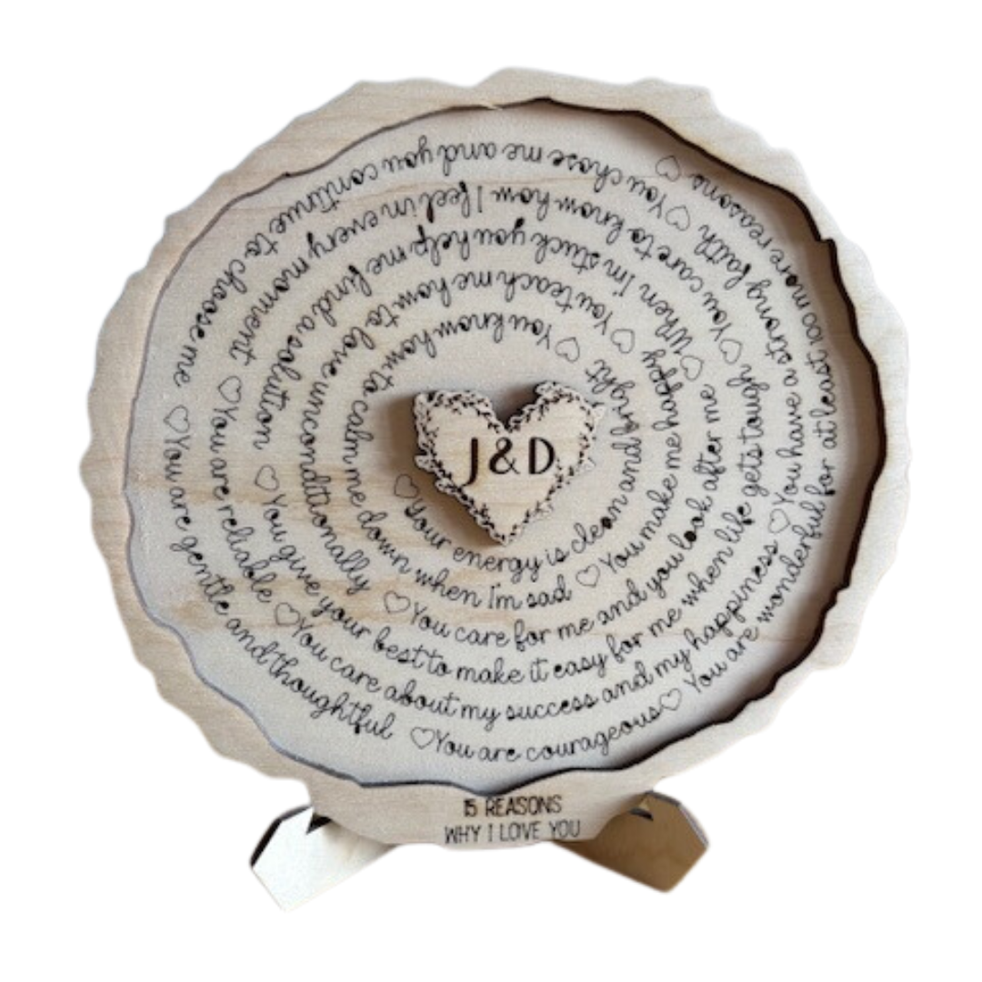Personalized Reasons Why I Love You Wooden Décor with Custom Initials ...