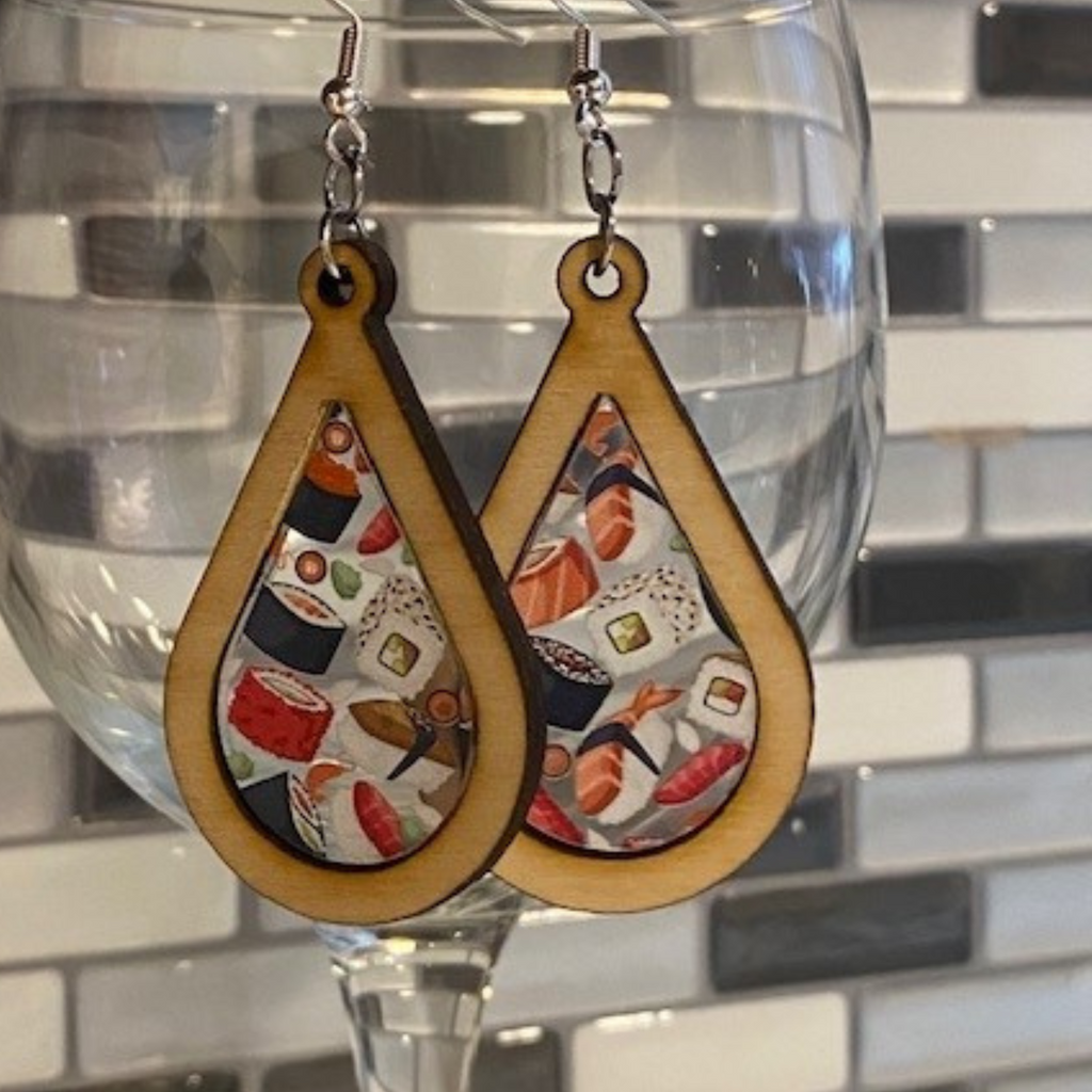 Sushi Inlay Dangle Earrings