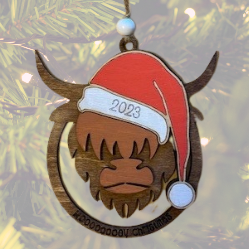 Highland Cow Christmas Ornament