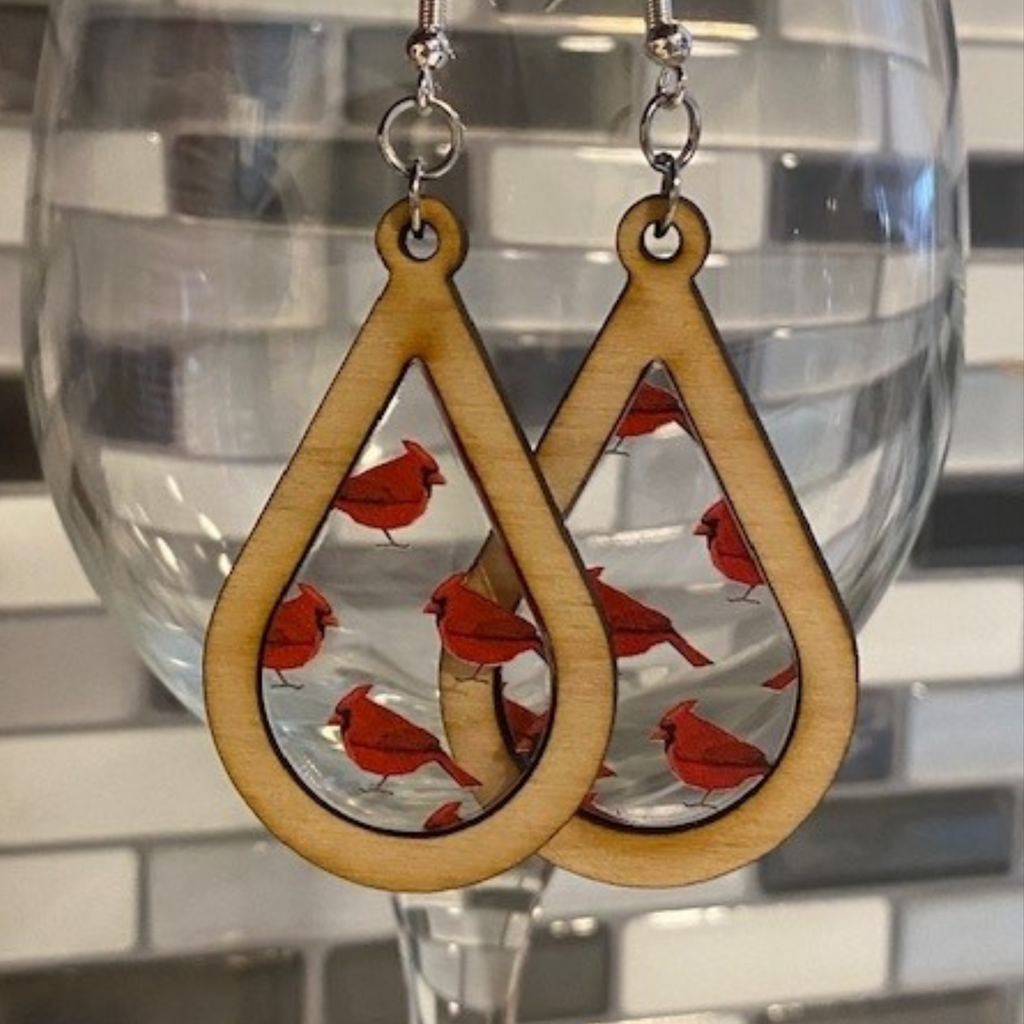 Cardinal Inlay Dangle Earrings