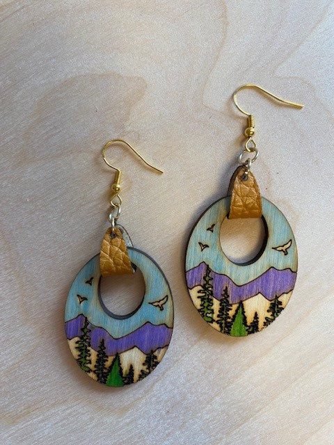 Earrings, Oval Mountainscape