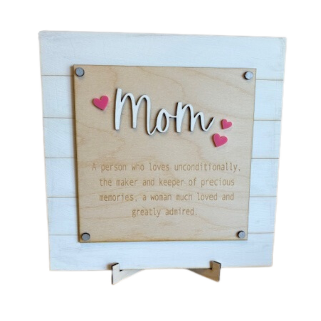 Mom Definition, Mother's Day Gift, Shiplap Mom Decor, 3D Wall or Easel Display