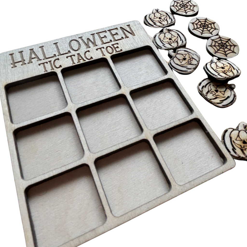 Halloween Tic Tac Toe Set, Wooden Kids Game, Party Favor for Halloween