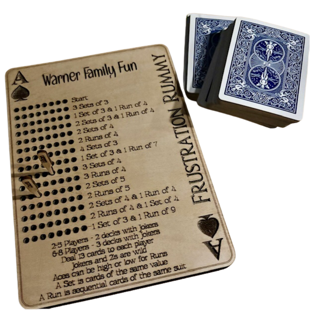 Frustration Rummy Game Tracker, Personalized Pegboard, Custom Name Game Board, Family Fun Card Game