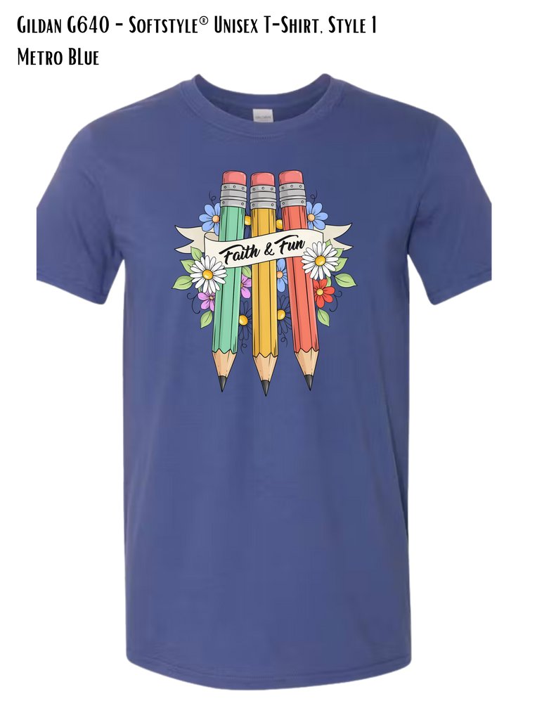Faith & Fun Pencil Design T-Shirts 2026-01