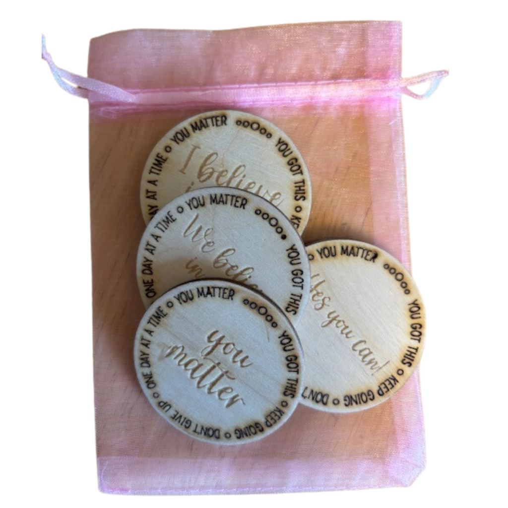 You Matter, Uplifting Wooden Tokens, Encouragement Gift Set, Natural Birch 'You Matter' Quotes