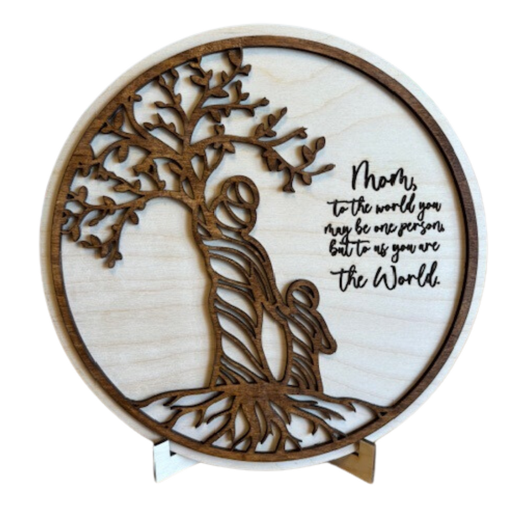 Mom Gift - To The World, Mother's Day Gift, Engraved Wood Décor, Mom Poem Wall Art