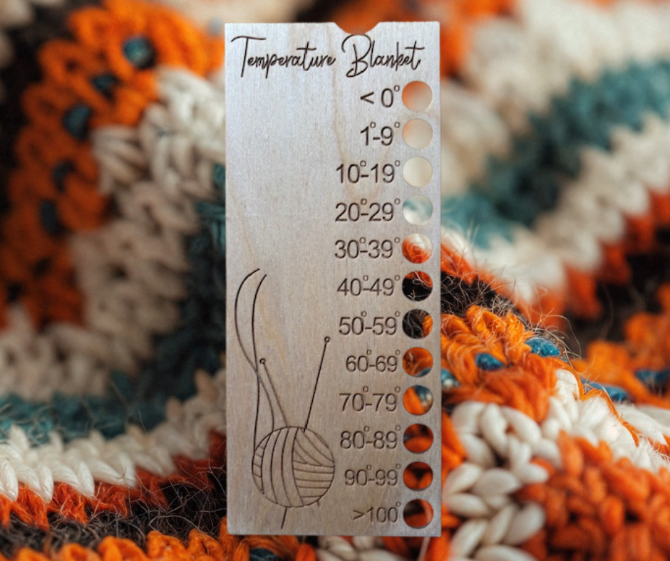 Weather Afghan Yarn Sorter – Wooden Temperature Blanket Organizer for Knitting & Crochet