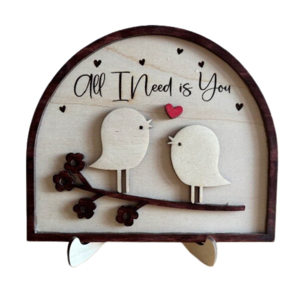 Personalized Love Birds Framed Couple Sign, Custom Romantic Wood Décor with Easel