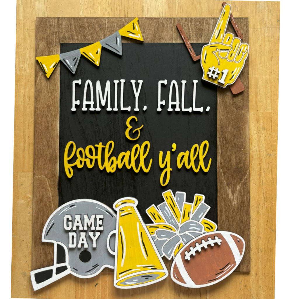 Family Fall Football Decor, Personalized Sandwich Board, Hand Painted Wooden Sign