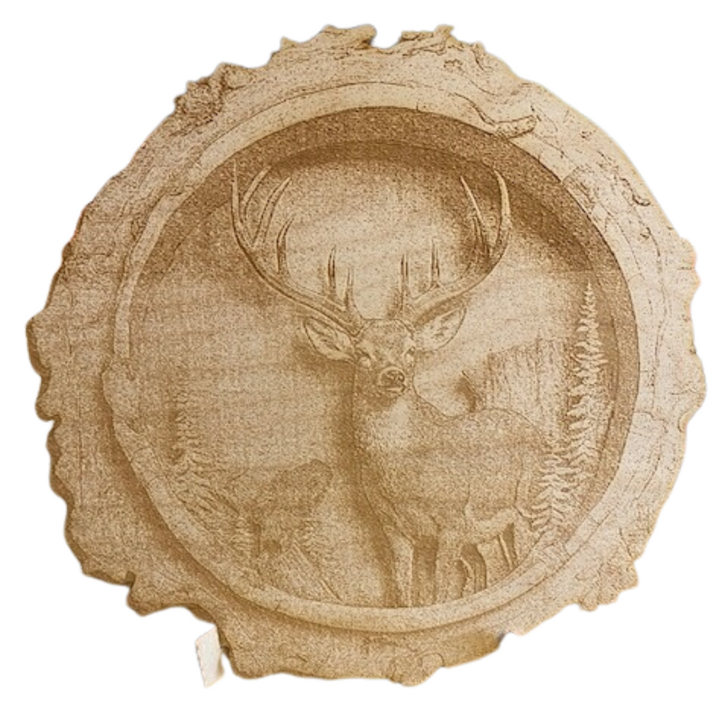 3D Deer Wood Engraved Decor