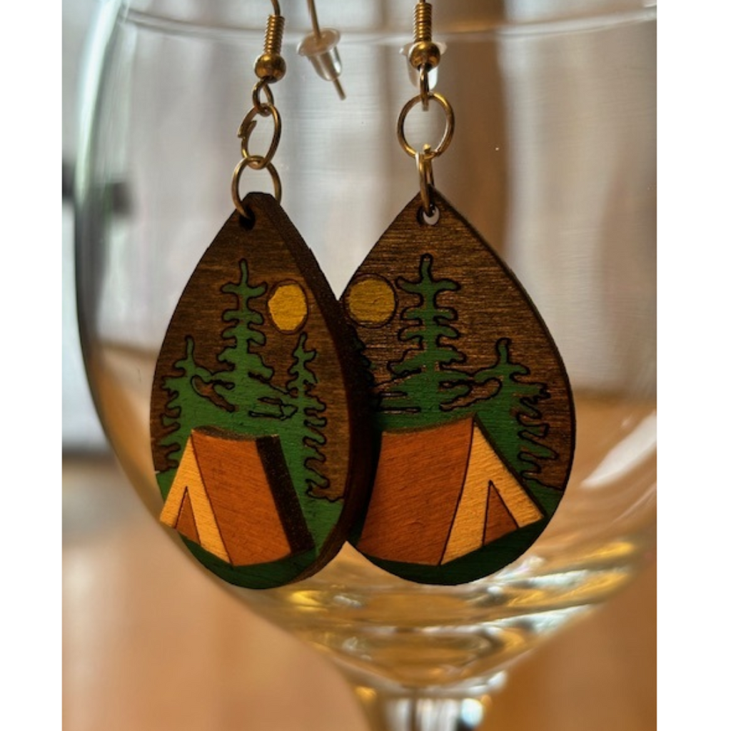 3D Tent Earrings, Camping Jewelry, Adult Dangle Earrings