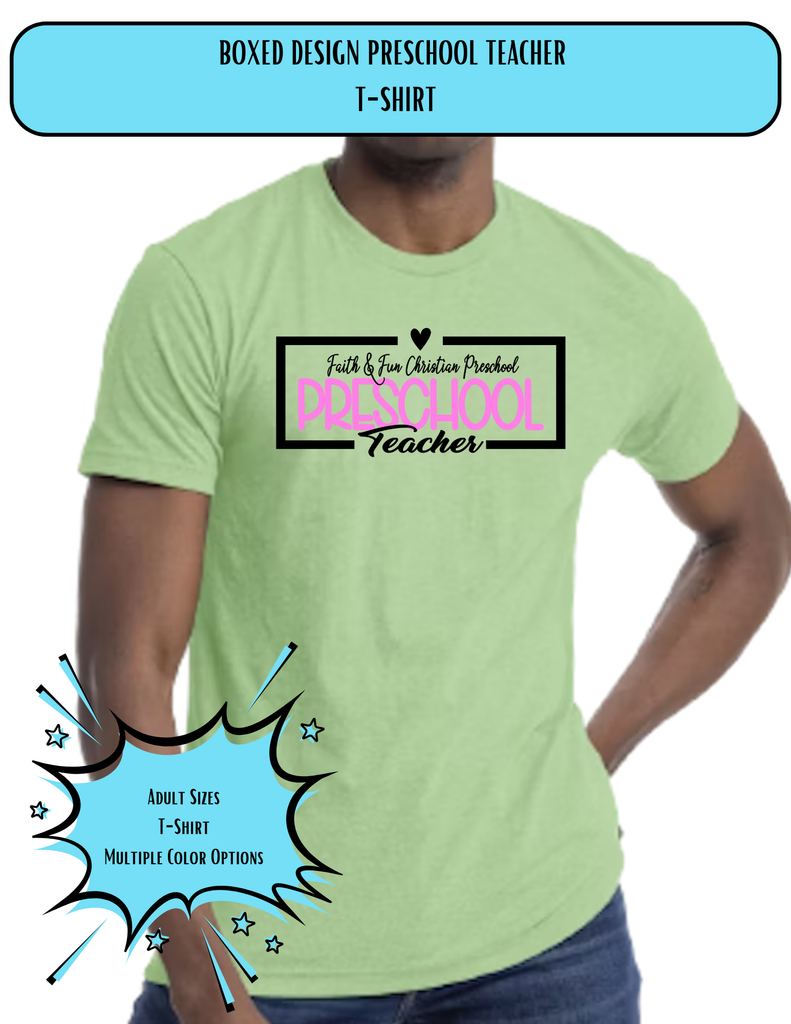 Boxed Design Preschool Teacher T-Shirt, Design 25-10