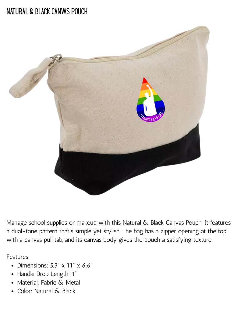 Stand Up For Theatre Natural & Black Canvas Pouch