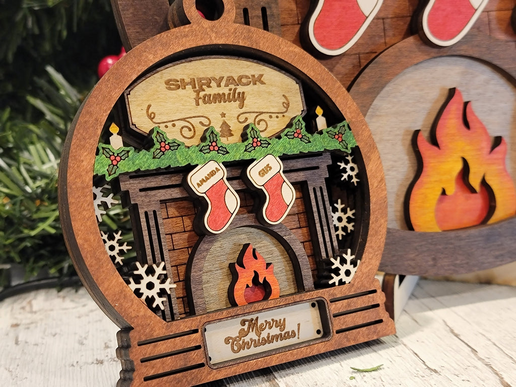 Fireplace & Stockings Custom Christmas Ornament