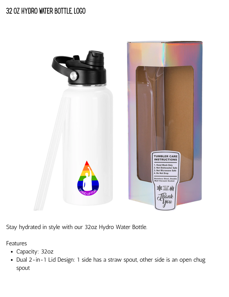 Stand Up For Theatre 32 oz Hydro Water Bottle, Logo