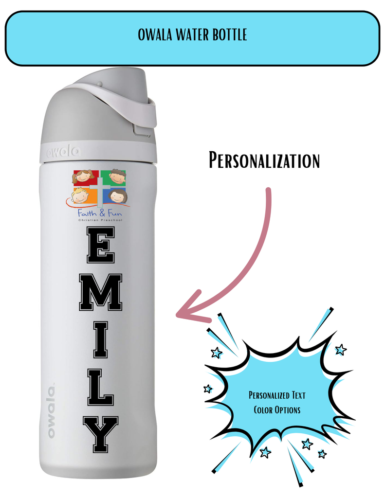 Owala Freesip Insulated Stainless Steel Water Bottle with Straw, Faith & Fun