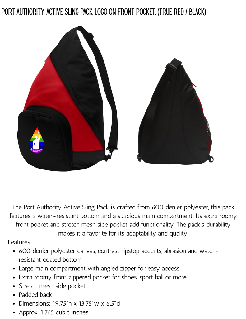 Stand Up For Theatre Port Authority Active Sling Pack, Logo on front pocket, (True Red / Black)