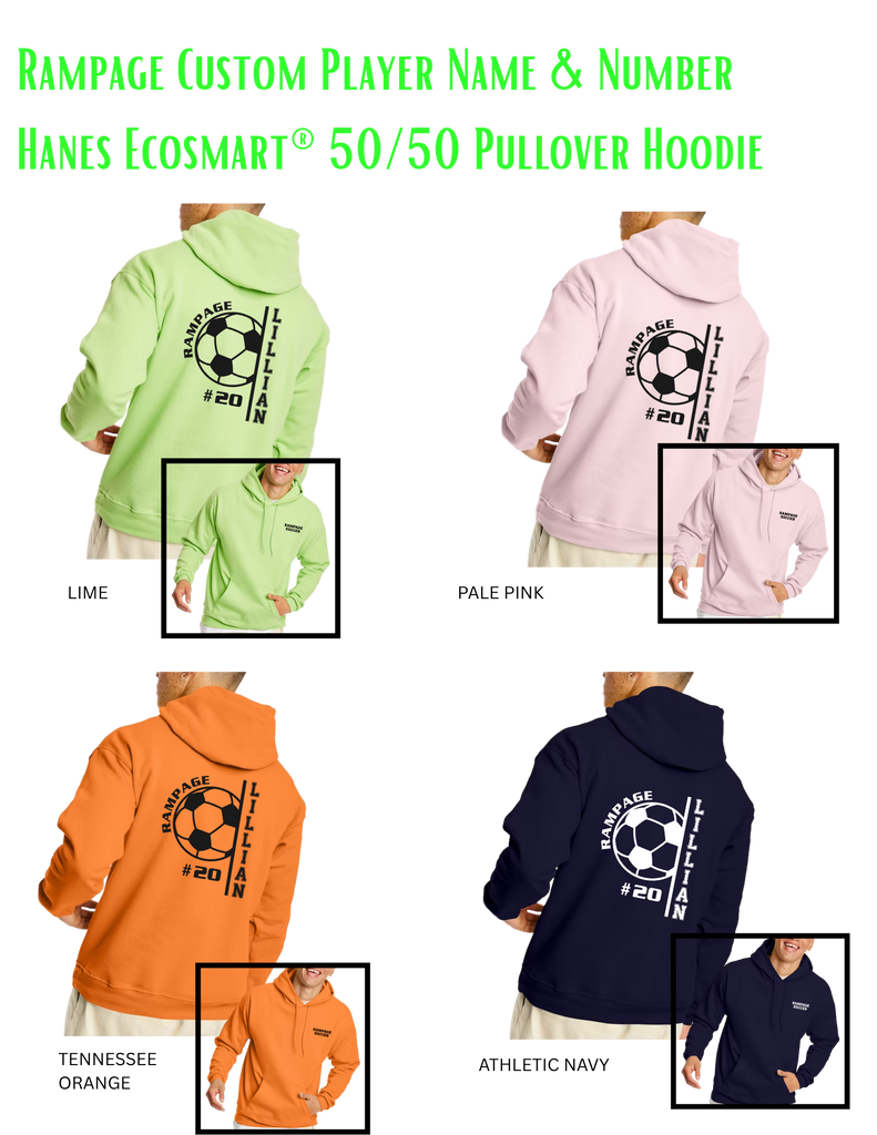 Rampage Pullover Hoodie with Custom Design Player Name & Number