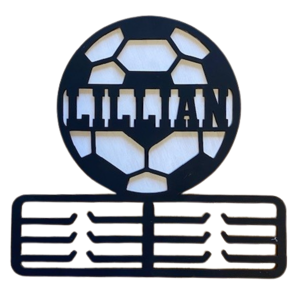 Soccer Medal Holder, Personalized Sports Display, Kids Wall Decor