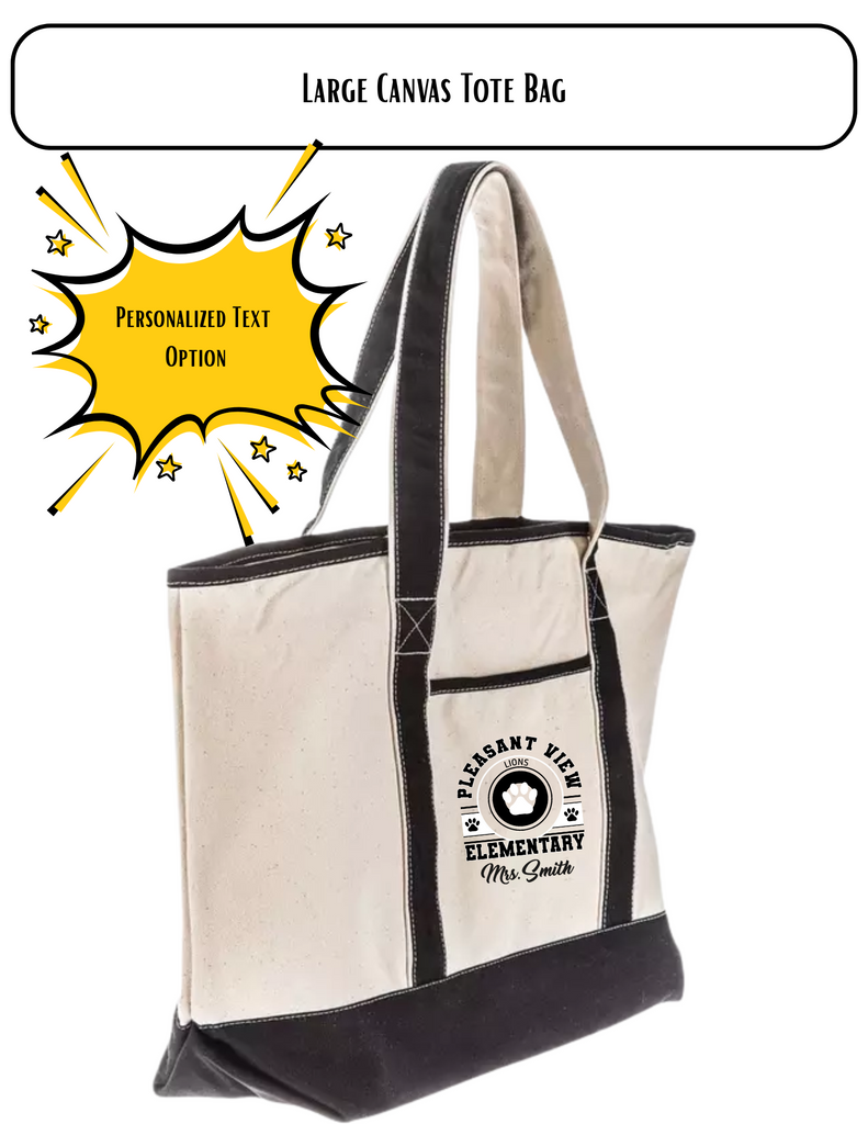 Large Canvas Tote, Natural & Black, Personalized (Design 25-15)