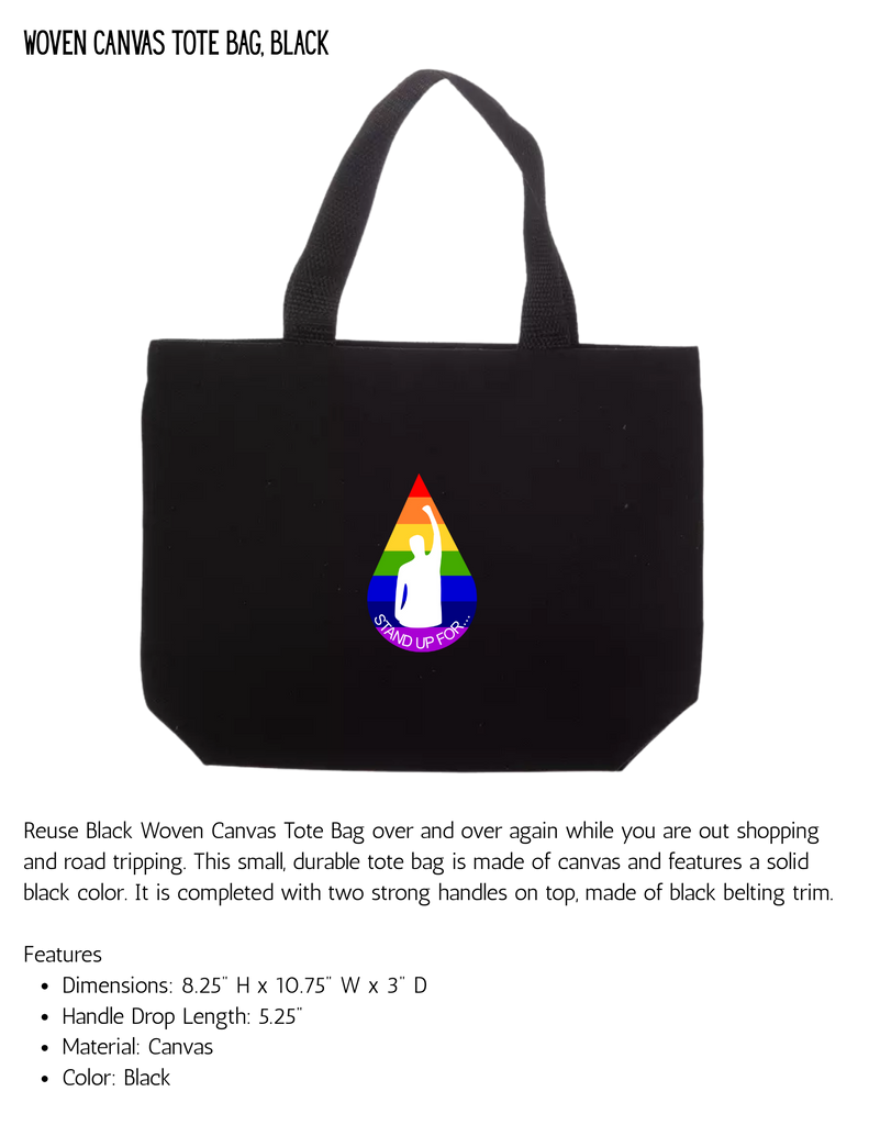 Stand Up For Theatre Woven Canvas Tote Bag, Black