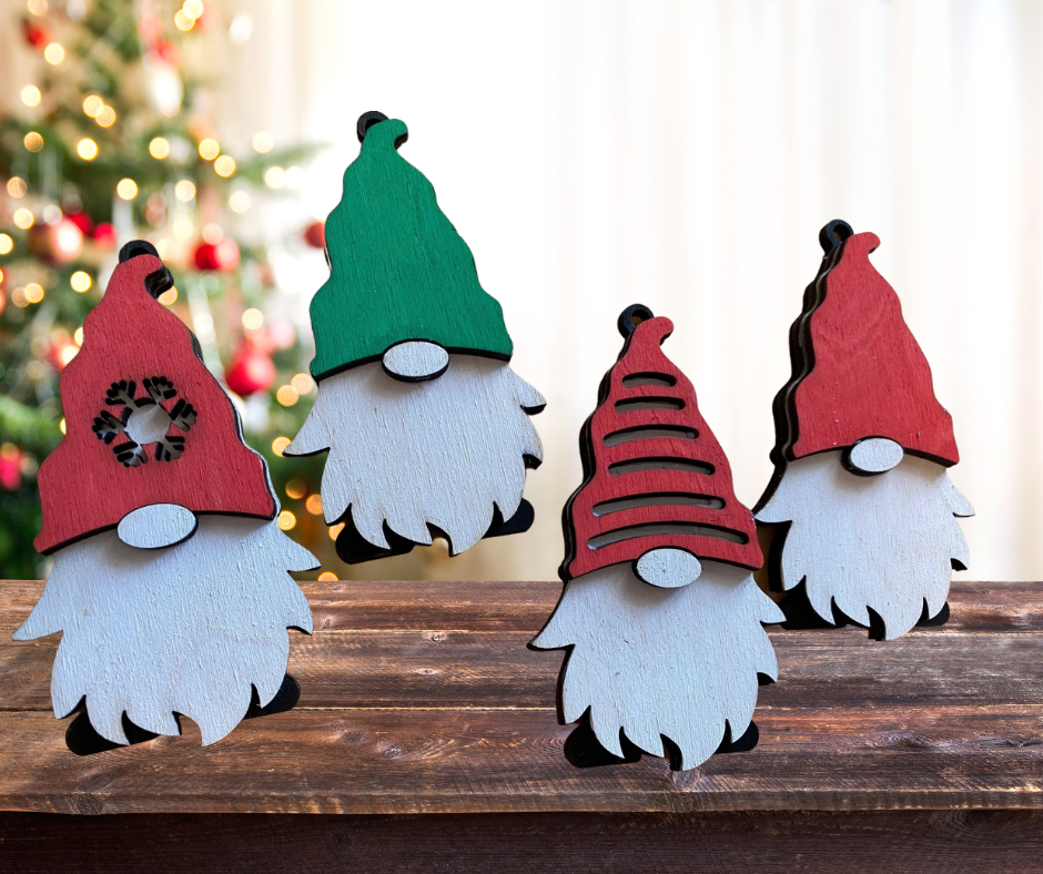Adorable Gnome Christmas Tree Ornaments, Set of 4